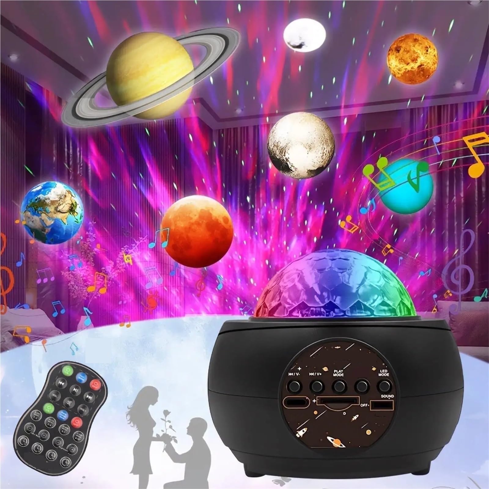 Lampada proiettore, Proiettore Di Galassie, Proiettore Di Stelle For Camera Da Letto, Altoparlante Bluetooth, Luce Notturna, Luce Decorativa For Soffitto Di Casa, Sala Giochi ,per feste di compleanno
