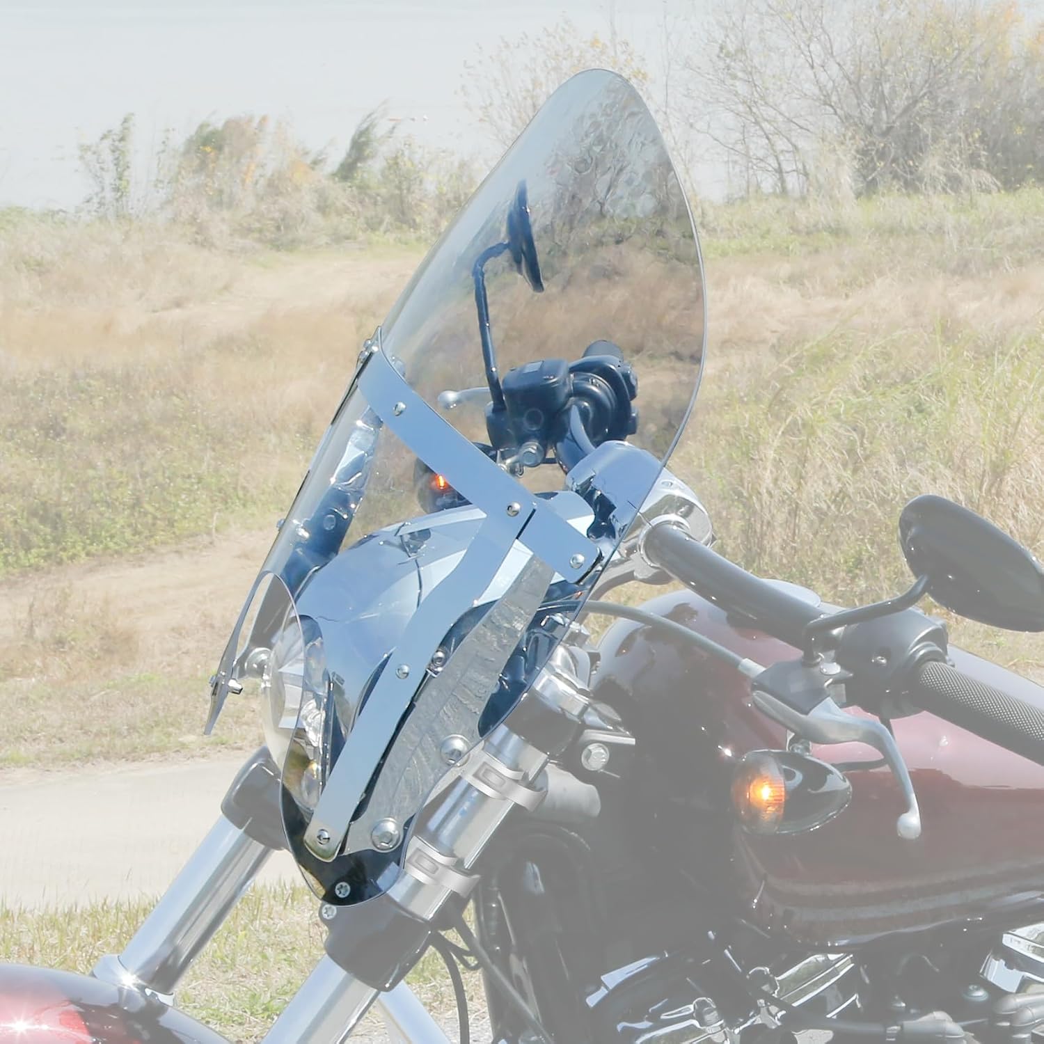 Green-L Motorcycle Clear Windscreen Windshield with 49mm Clamps Bracket Fit for Harley Dyna Wide Glide 2006-2017 Breakout 2013-2017