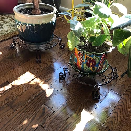 Miniatura 6 de Yimobra - Base de metal para macetas de alta resistencia para interiores y exteriores. Soporte circular de hierro inoxidable para jardín. Color