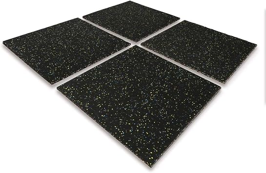 MYOYAY Gym Flooring Rubber Floor Tiles 25MM 4PCS Eco-Sports Interlocking Tiles 20"x20"x1  Thick Interlocking Gym Rubbers Flooring Mats Heavy Duty Rubber Exercise for Equipment and Workouts