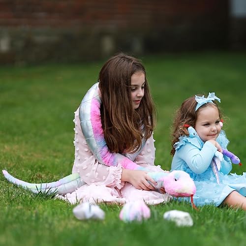 Miniatura 5 de MorisMos Peluche de serpiente gigante mamá con bebés, juguete de peluche realista de serpientes, 80 pulgadas de largo, boa constrictor verde para