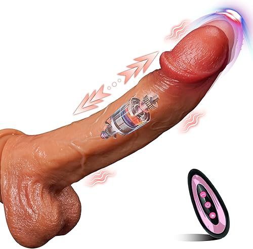 Consolador de empuje realista calentado, consolador vibrador enorme de 9.6 pulgadas, consolador anal giratorio con 7 modos de vibración, 3 modos de