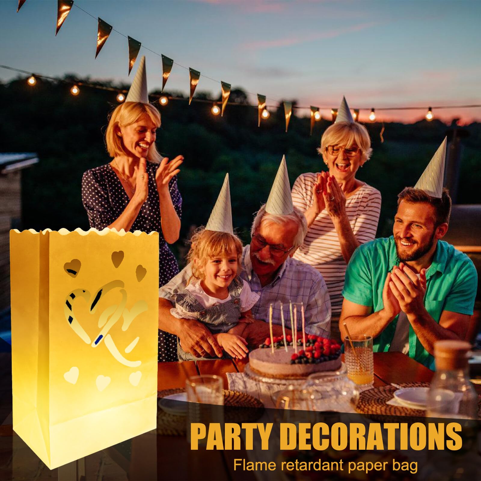 30 Sacchetti Luminosi Di Carta - 3 Design, Ignifughi, Per Candele LED, Compleanni E Matrimoni - Foto 8