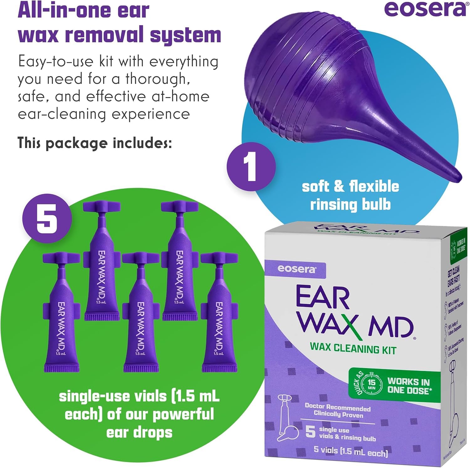eosera Ear Wax MD Cleaning Kit - 5 Vials - 1.5 mL Each — Amazon image 6