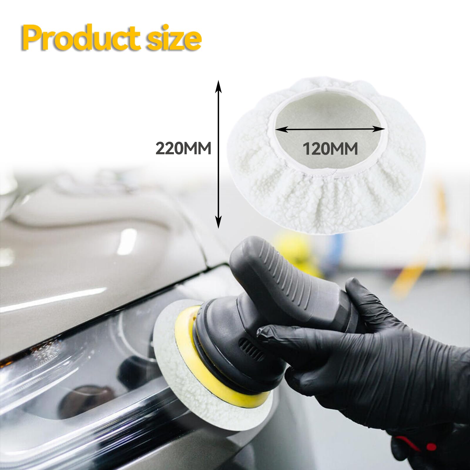 Zephyra Set 4 Cuffie Lucidanti in Lana 220–250 mm – Tamponi per Lucidatrice Einhell CE-CB 18/254 Li, CC-PO 90 – Compatibile Lucidatrice Auto a Batteria e Flex