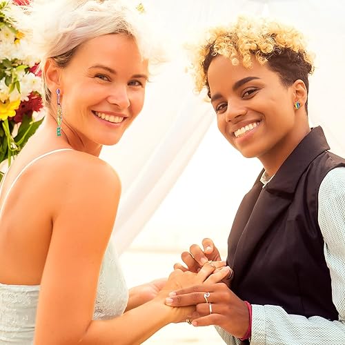 Miniatura 6 de 6 pares de aretes de arco iris, aretes de orgullo, aretes de malla de arco iris, aretes de clip de cadena ligera, aretes colgantes de amor, aretes