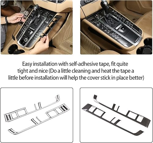 Miniatura 6 de 100% fibra de carbono real Car Styling Center Console Panel de cambio de marchas, decoración lateral, marco adhesivo para Porsche Macan 2014-2020