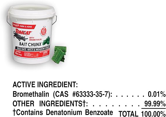 Tomcat Bromethalin Bait Chunx Rat and Mouse Control Blocks for Agricultural Use, 4 lbs.