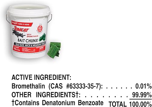 Tomcat Bromethalin Bait Chunx Rat and Mouse Control Blocks for Agricultural Use, 4 lbs.