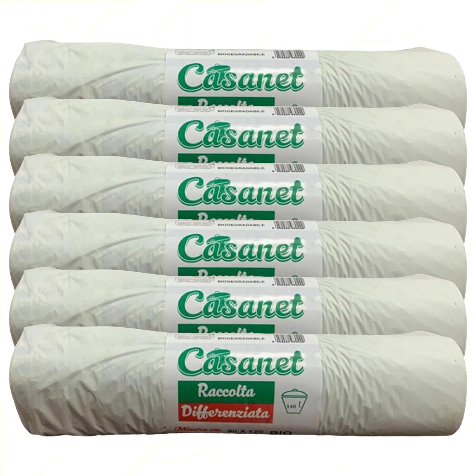 Sicignano 60 Sacchetti Immondizia 140 Litri 90x120 cm Ecologici Biodegradabili, Compostabili, in Mater-B, Sacchi Spazzatura Umido Indifferenziata Rifiuti Organici