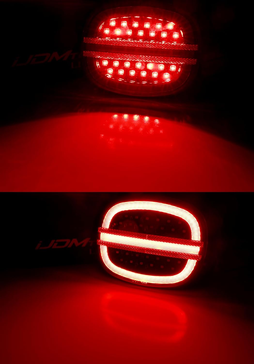 iJDMTOY 4pc Set Clear Lens w/Euro Black-Out Interior Full LED Halo Vette Tail Lamp Assemblies w/Hyper Flash Bypass Harness, Compatible With Chevrolet 1990-1996 C4 Corvette