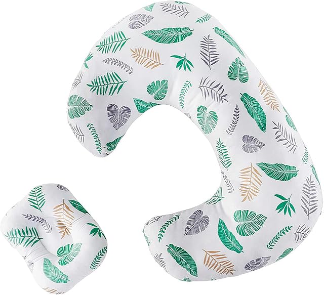 YJZQ All Purpose Newborn Baby Breastfeeding Pillow Leaves Print 1 plus 1 Nursing Pillow Support Infant Sleeping Pillow for baby stroller Lumbar Back Support Pillow, Green