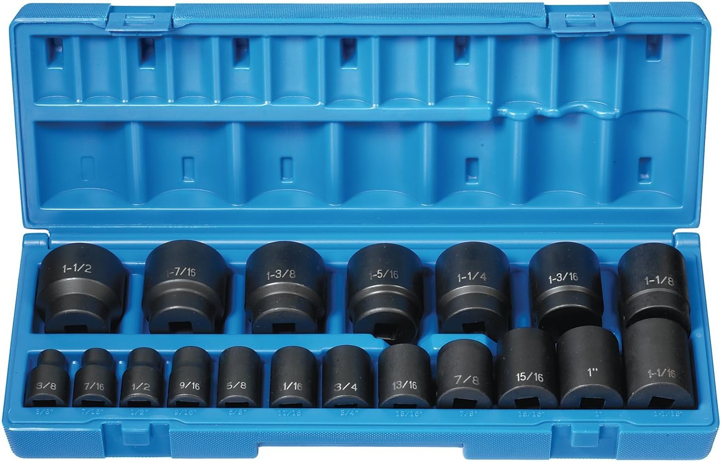 Grey Pneumatic (1719) 1/2" Drive 19-Piece 12-Point Standard Length Fractional Socket Set