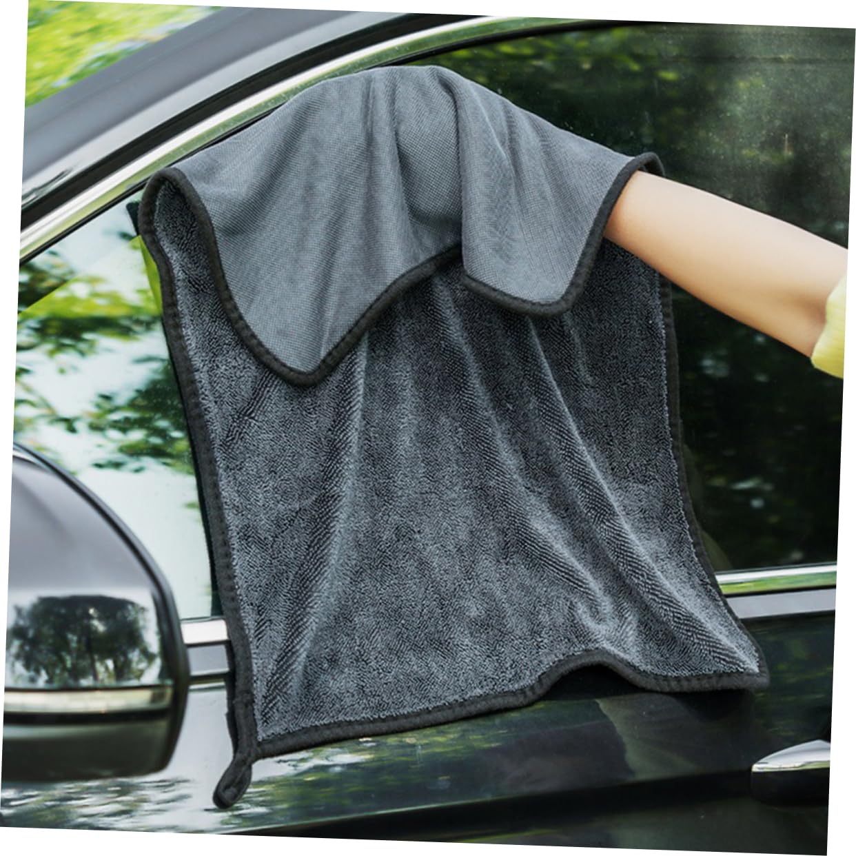 Mikinona Panno per Lavaggio Auto in Microfibra 60x160 Cm, Morbido | Asciugatura e Pulizia Accurata, Panno Monofaccia Frange, Riutilizzabile