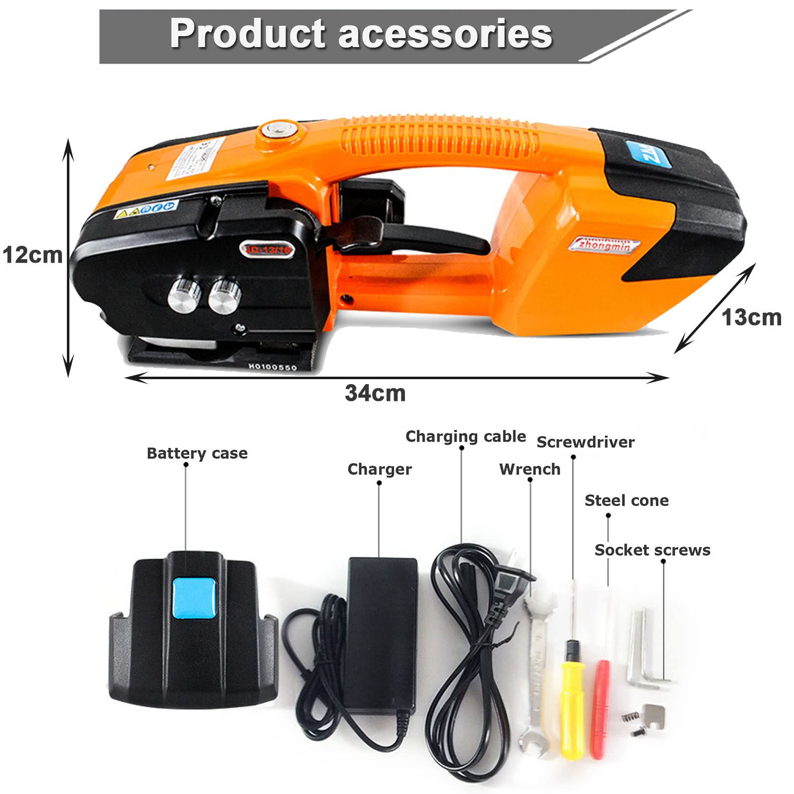 Herramientas automáticas de Bandas automáticas, máquina de Tirantes eléctricos para Correas de plástico para Mascotas, Kit de Tensor de Embalaje de empacador portátil con batería de 3000 mAh