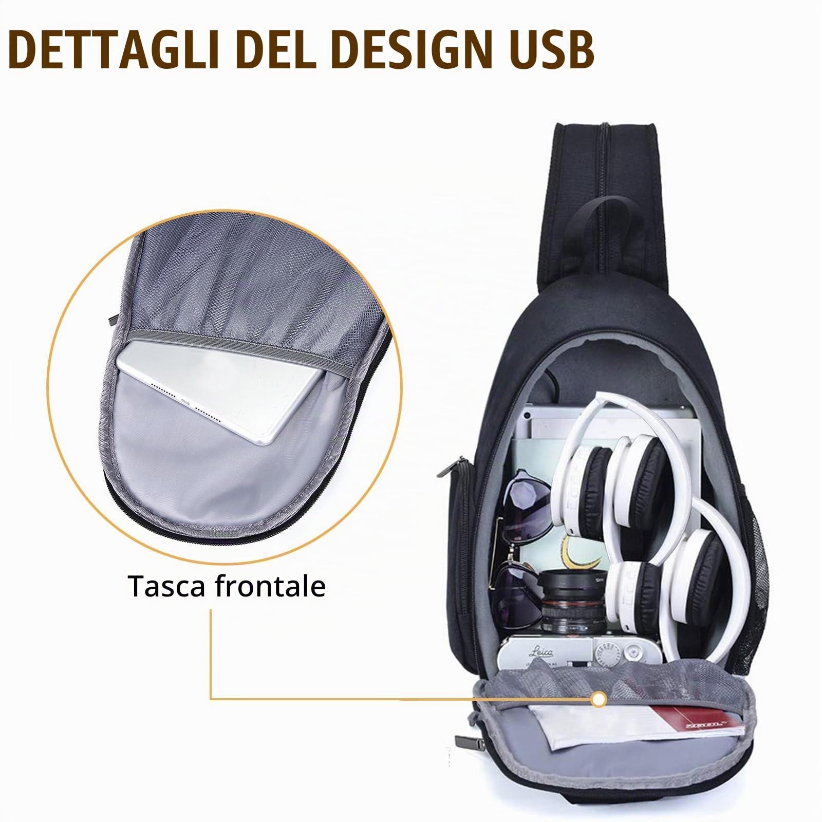 BAIGIO Zaino Fotografico Multifunzionale, Borsa a Tracolla per Fotocamera, Borsa per Reflex, Zaino Impermeabile per Fotocamera, Borsa per Obiettivo Canon Sony Nikon SLR DSLR