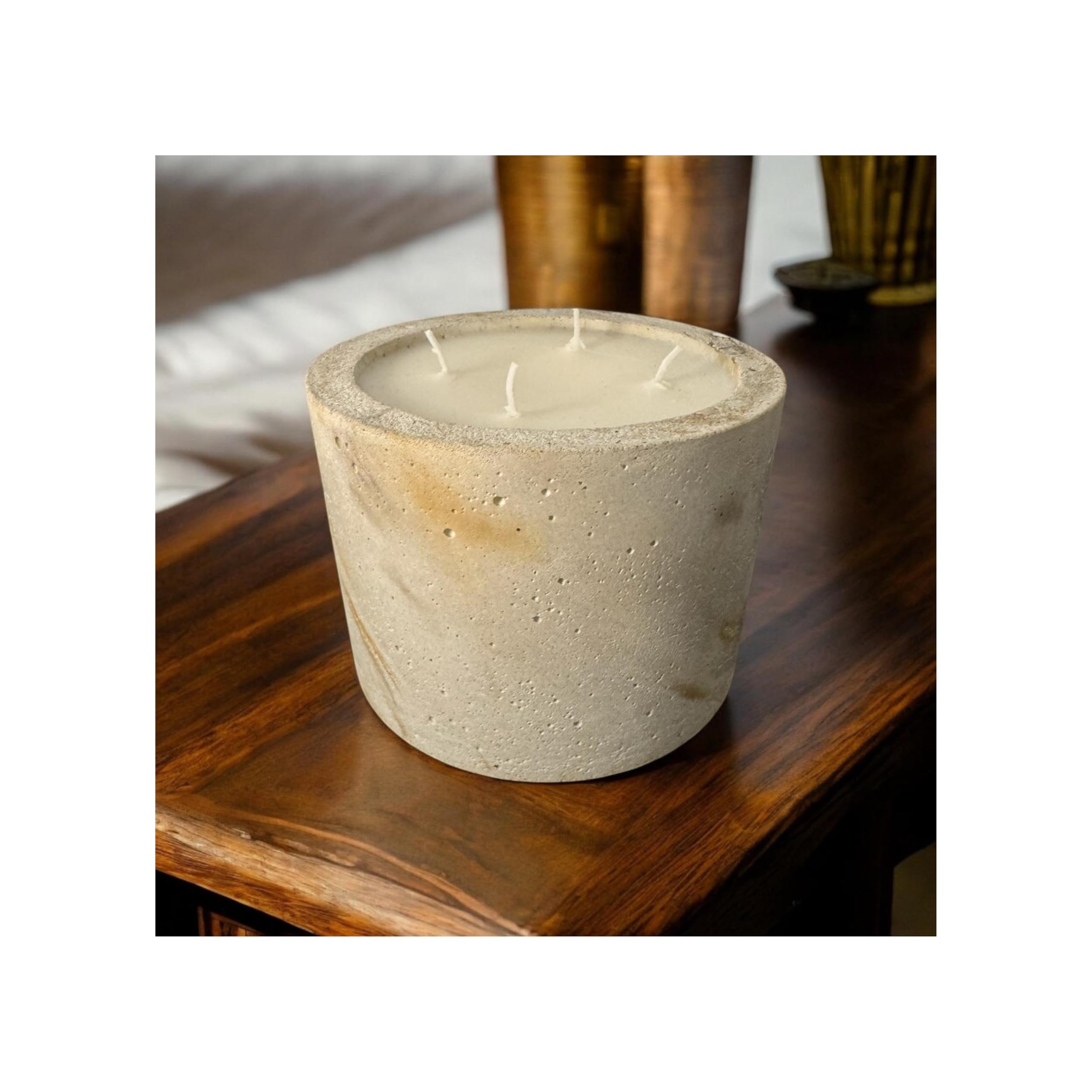 Siena Velas artesanales redondas recargables, contenedor de hormigón mármol hecho a mano, cera natural, fabricado en Bélgica (Large redondo, jardín aromático)