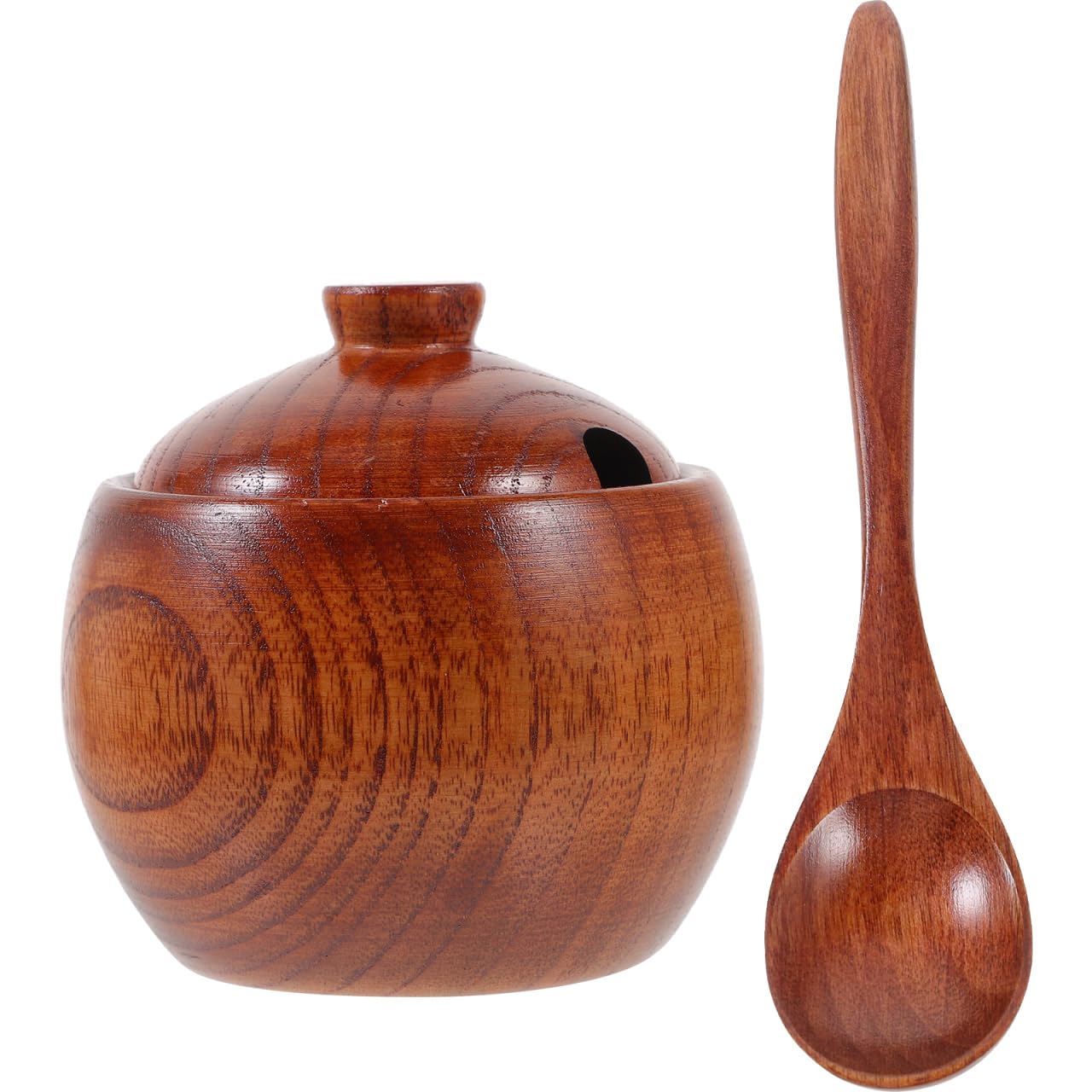 Récipient à assaisonnement en bois de style pot à sel marron