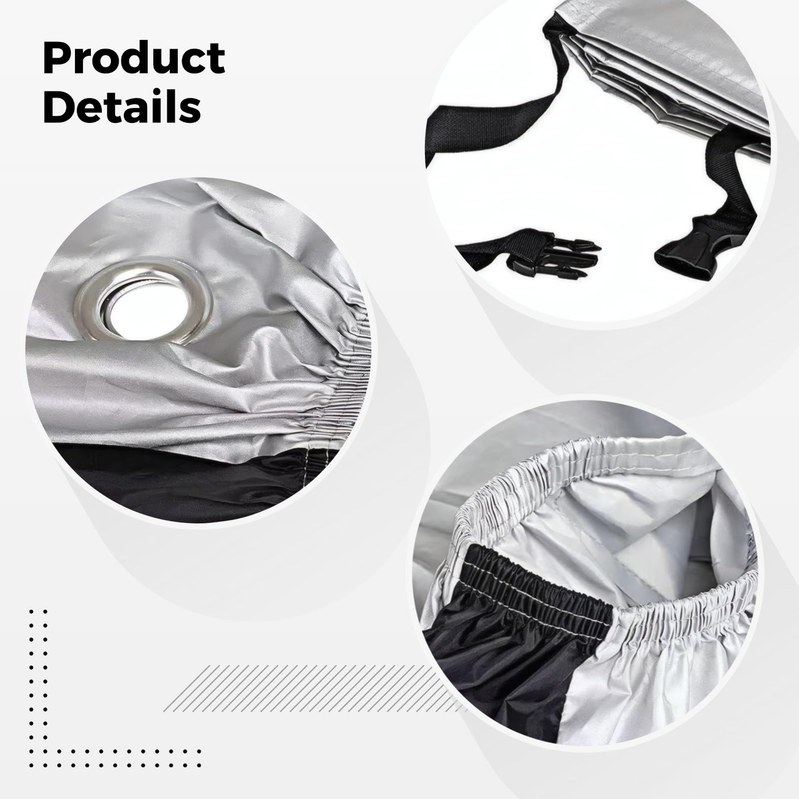 XL Cycle Cover, Fahrradhülle aus 210D Oxford-Gewebe, wasserdichte Abdeckung in Schwarz Silber für Fahrräder und E-Bikes, Staub- und Regenschutz für Außenlagerung, mit Schlossösen, tragbar