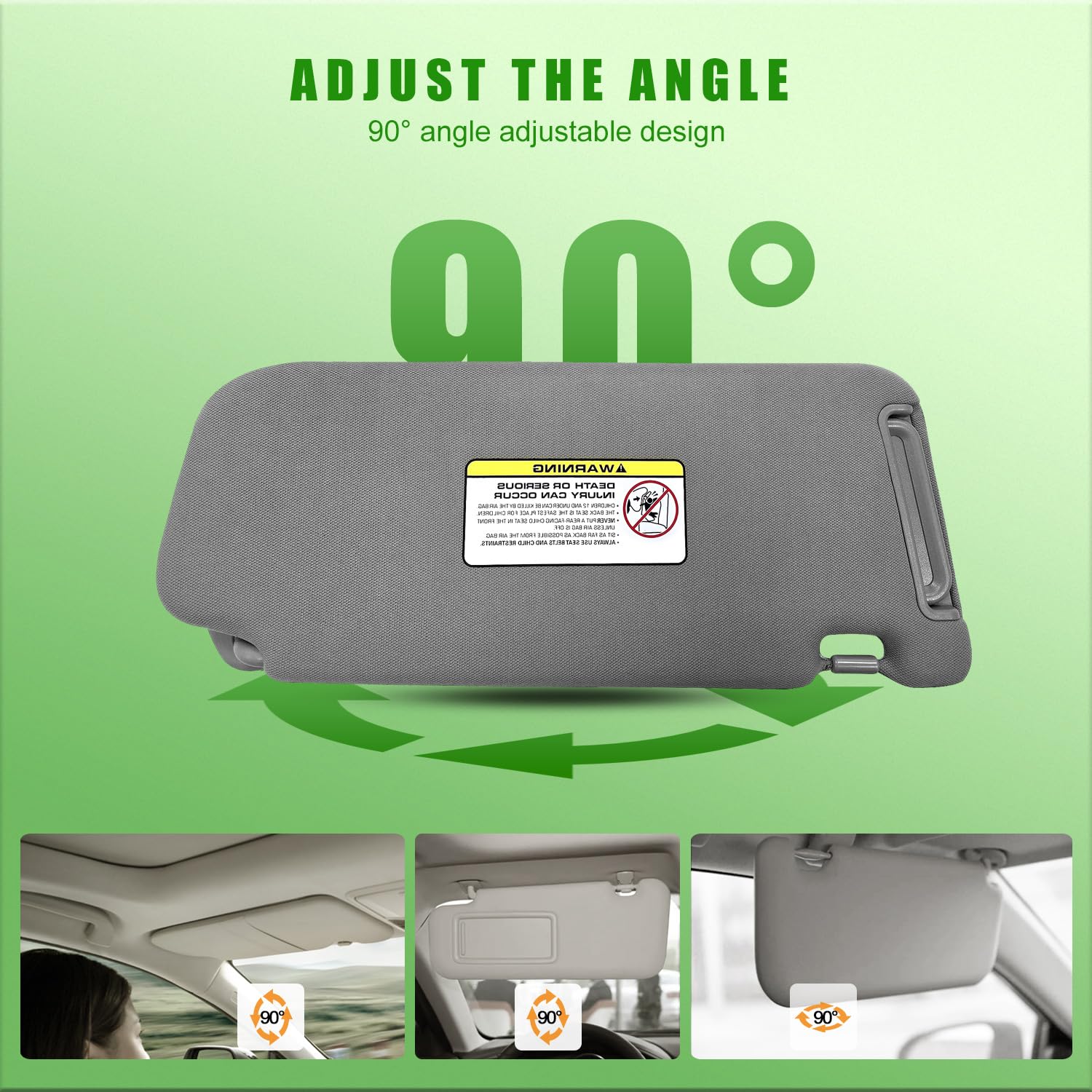Parasol de repuesto para el lado derecho del pasajero para Hyundai Santa Fe 2006-2009 con luz reemplaza # 852100W110J4 gris (lado derecho (gris)