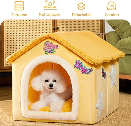 Miniatura 2 de Casa para gatos, cama cueva de gatos de dibujos animados con almohada de cojín extraíble lavable, bonita tienda de campaña para gatos, cálida y