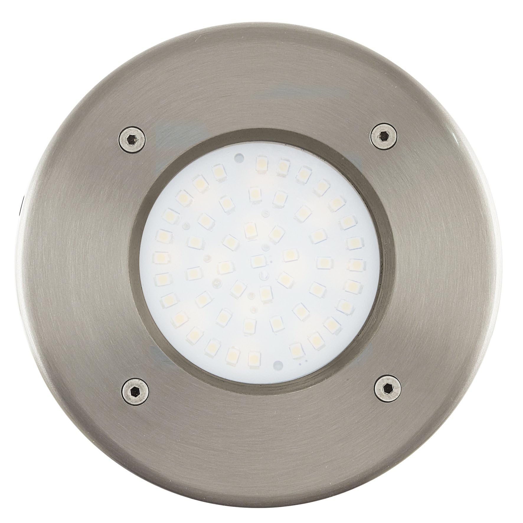 EGLO LED Bodeneinbauleuchte Lamedo – 1‑flammige Edelstahl‑Bodenlampe, IP67, eckig, silber, satiniertes Glas Weiß