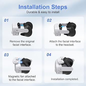 STARTRC GAMES Facial Interface Cooling Fan for Meta Quest 3S Accessories, Soft PU Leather & Ice Silk Cotton Face Pad Compatible with Oculus Quest 3S, Adjustable Fan to Relieve Lens Fogging (3 Speeds)