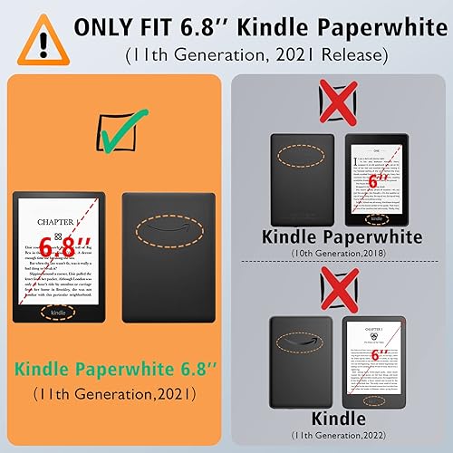 Miniatura 2 de VORI Funda para Kindle Paperwhite (11. generación-2021) y Kindle Paperwhite Signature Edition, suave TPU ligera protectora Smart Shell con apagado y