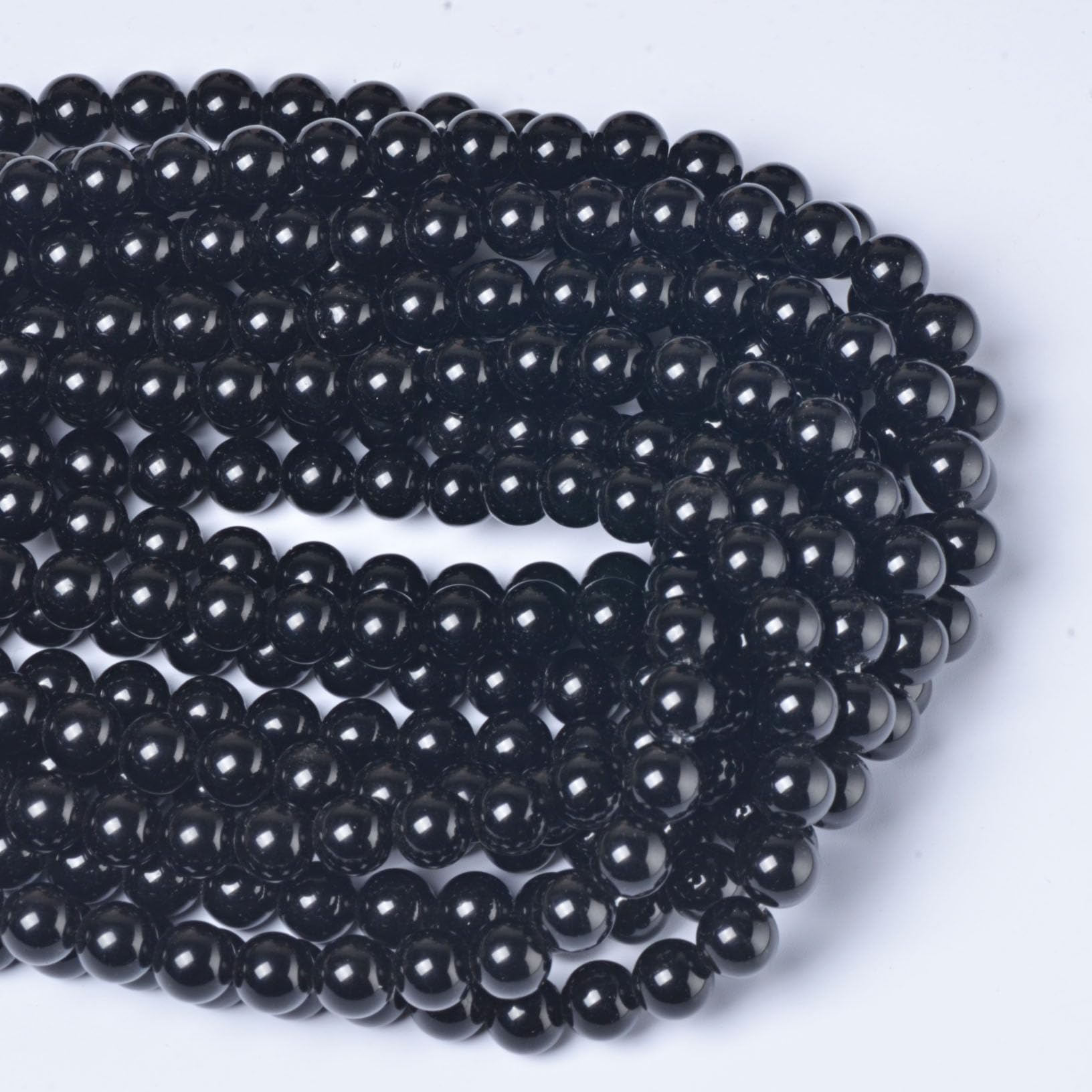 8mm Round Black Obsidian Natural Stone Beads for Jewellery Making Gemstone Beads for Crafting (45-50Pcs) - Image 2