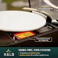 Vista 4 de HALO Versa 16 Horno de pizza Piedra giratoria de 16 pulgadas, sistema patentado de doble quemador, pizzas de 5 minutos, fácil de limpiar