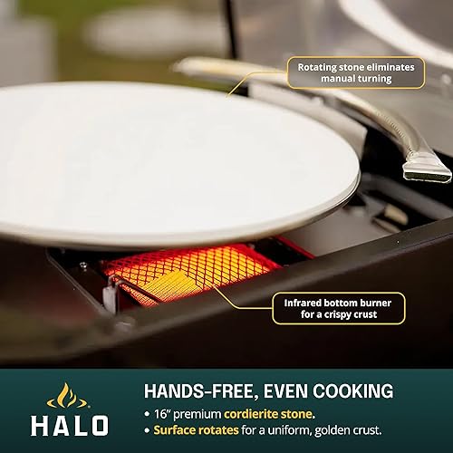 Miniatura 4 de HALO Versa 16 Horno de pizza Piedra giratoria de 16 pulgadas, sistema patentado de doble quemador, pizzas de 5 minutos, fácil de limpiar