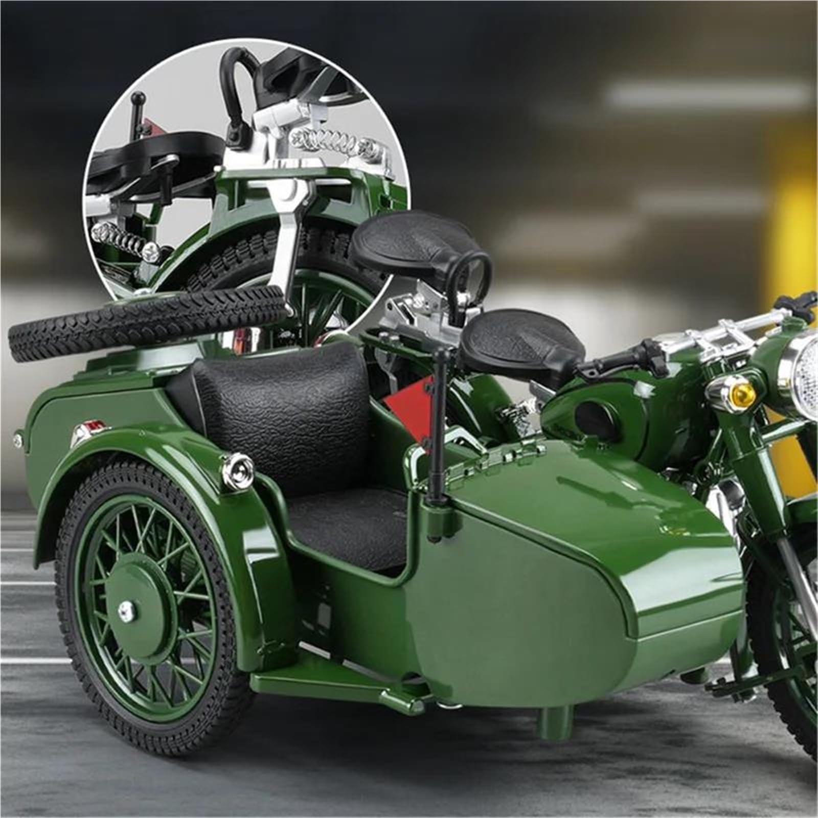 Modelo a Escala de Moto Triciclo Retro De Aleación 1/10 Modelo Motocicleta Diecast Metal con Sonido Y Luz Juguetes Adornos