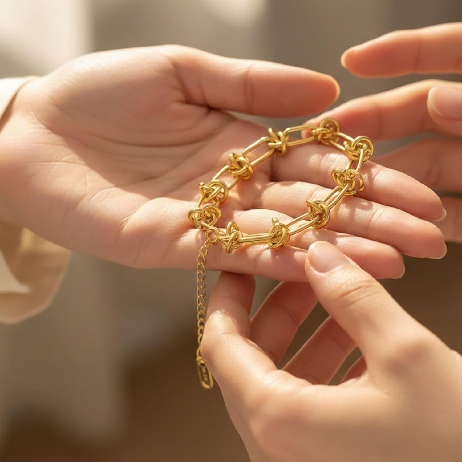 Solza Gold Chain Bracelet for Women – Adjustable Stainless Steel Heart Link Bracelet, Gold-Tone Non-Tarnish Fashion Jewelry - Image 4