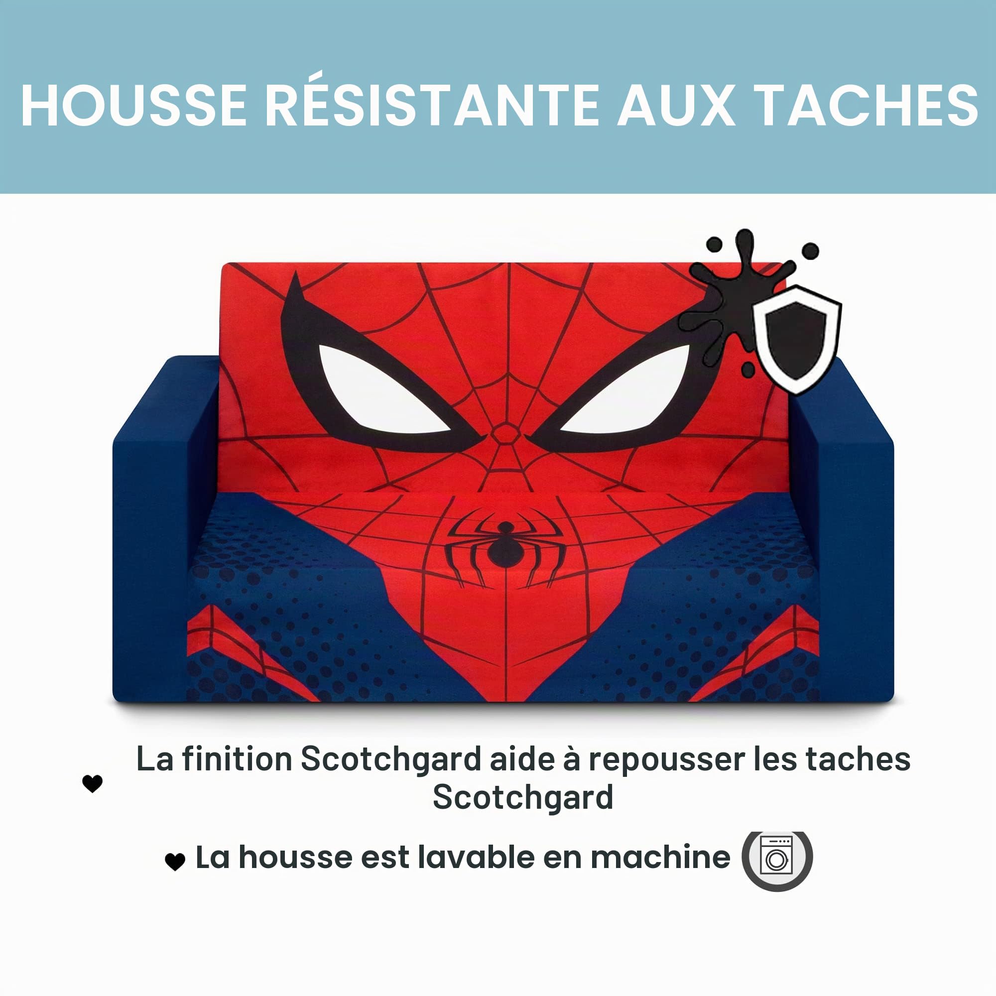 Delta Children Cozee Canapé convertible 2 en 1 pour enfants - Spider-Man