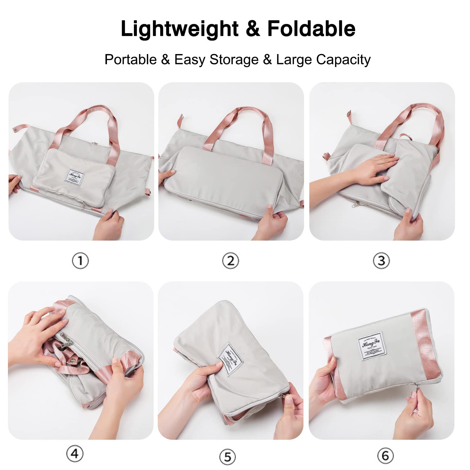 FANDARE Bolsa de Viaje Plegable Bolsa Deportivas de Gimnasio Bolsas de Viaje Mujer Hombre Bolsa de Fin de Semana Bolso Overnight Senderismo Maleta de manomochila con Zapato Compartimento Verde