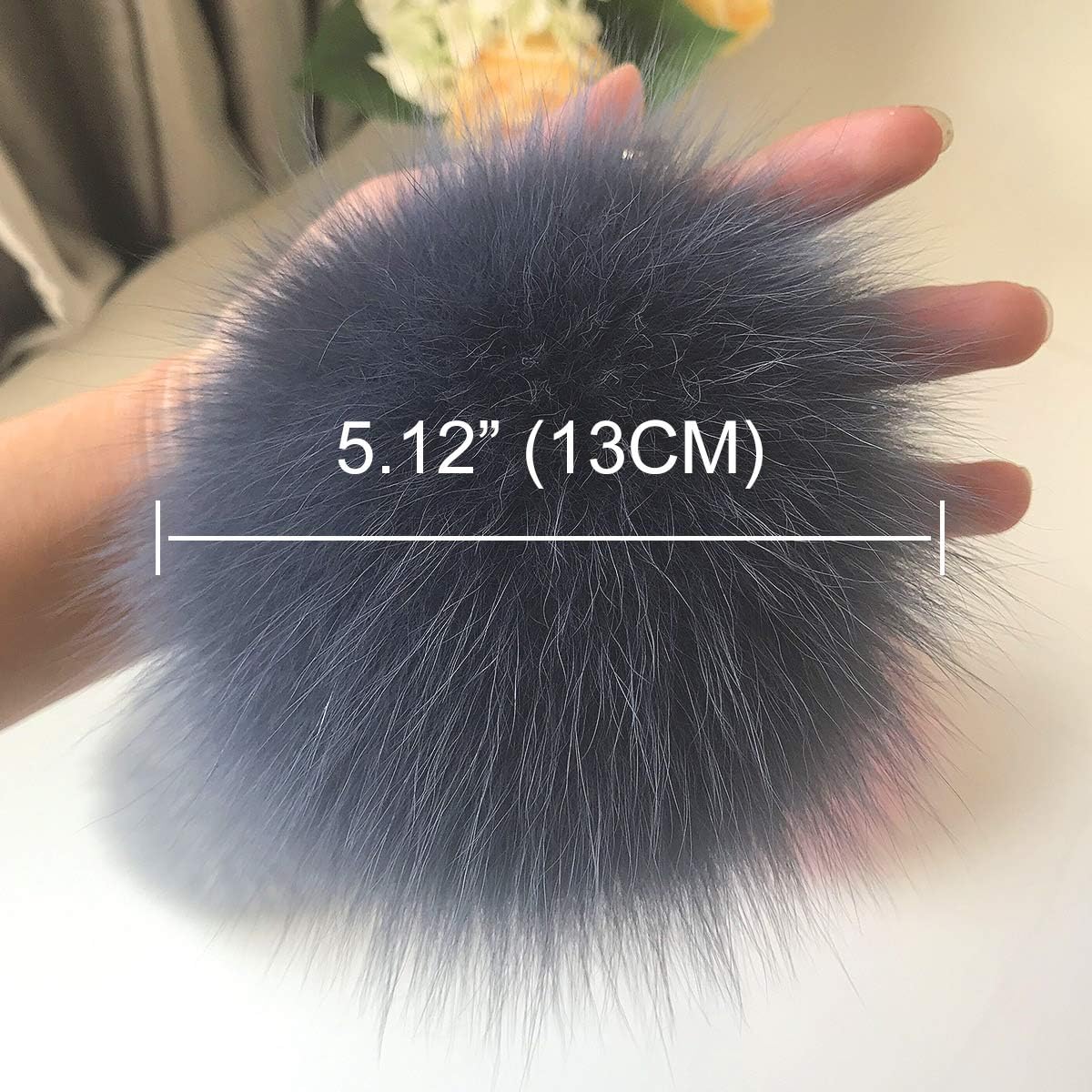 Genuine Fox Fur Pom Pom Keychain Bag Purse Charm large Fluffy Fur Ball Keychains - Image 4