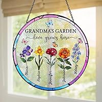 Vista 9 de Atrapasueño personalizado de vidrio para jardín de la abuela, decoración de ventana, regalo para mamá, abuela, nana, día de la madre, Navidad