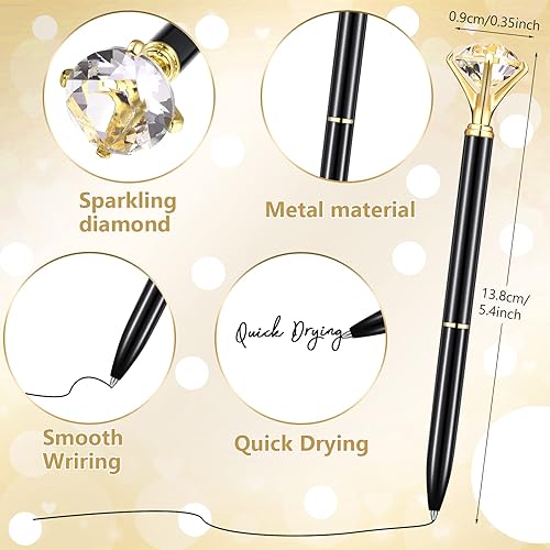 Miniatura 16 de Yahenda 50 bolígrafos de diamantes para regalos de Navidad, bolígrafos para despedida de soltera, bolígrafo de tinta negra a granel, de metal Oro