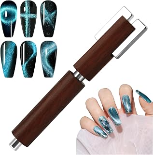 Multifunctional Nail Magnet,Cat Eye Magnetic for Nails,Detachable Design with Solid Wood Shell Protection,Strong Magnet for nails Salon Art Tools(Walnut Black)