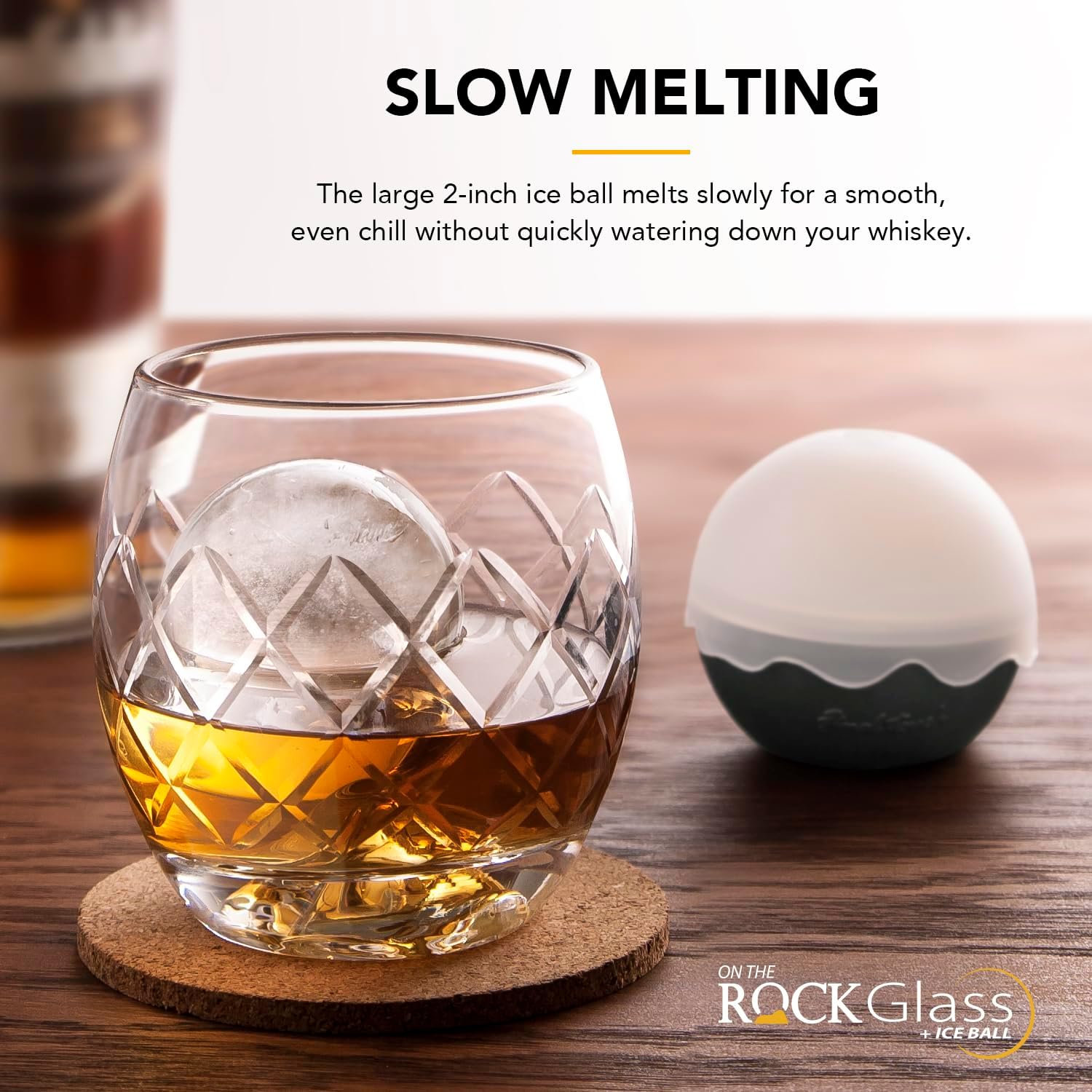 Final Touch On The Rock Glass with Ice Ball Mould & Measuring Jigger - Elevate Your Scotch, Whiskey & Bourbon Experience | Chilling Motion, Elegant Design (GS384)