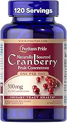 Cranberry Extrato 500mg (Equivalente a 25,000mg) Puritans Pride - 120 Cápsulas