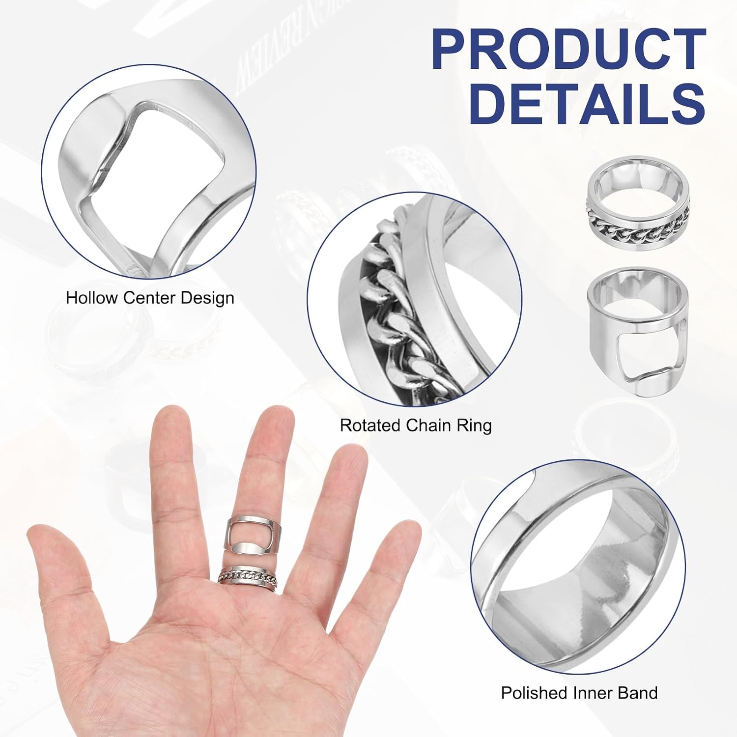 uxcell Bottle Opener Rings Set Size 6 Titanium Steel Spinner Chain Silver image 3