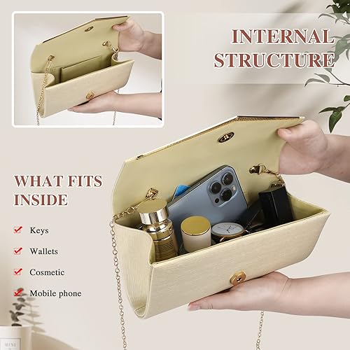 Miniatura 3 de Pinprin Bolso de embrague de noche elegante del bolso del sobre del negro del cóctel de la boda del partido del cóctel Negro, Dorado, Plateado