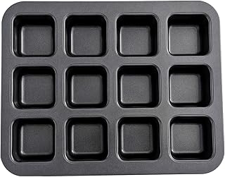 12-Cavity Nonstick Brownie Cake Pan Baking Square Muffin Pan Heavy Duty Carbon Steel Mini Loaf Bread Pan