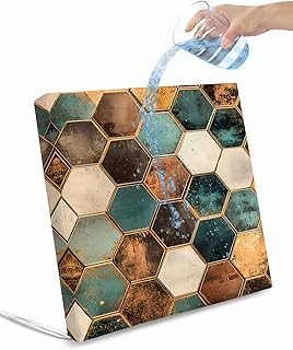 Geometric Pattern Outdoor Cushion Cover Colorful Hexagon Collage Art Wat...