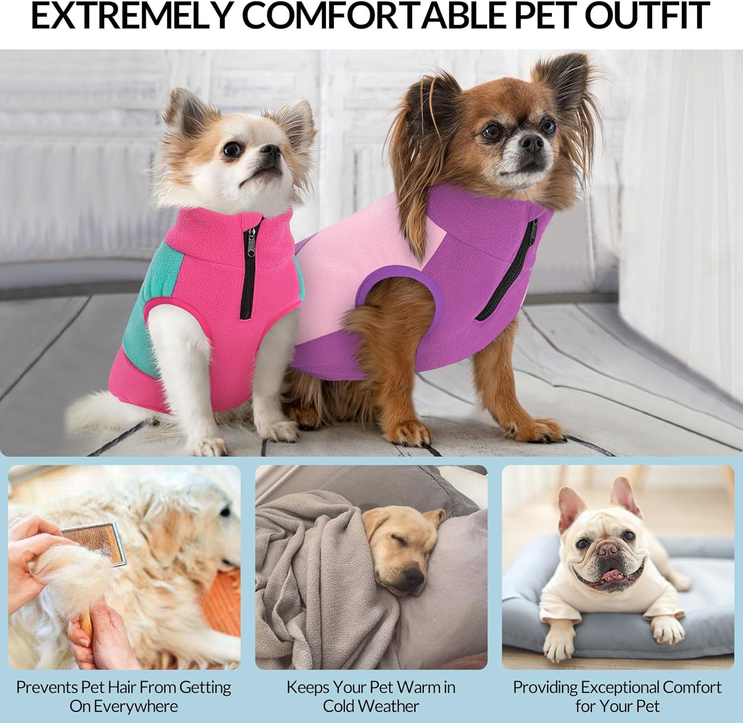 Queenmore Large Fleece Dog Sweater, Soft Dog Fleece Sweater, Pet Vest Winter Jacket Coat Sweatshirt for Male or Female Cats Puppy Small Medium Large Breed