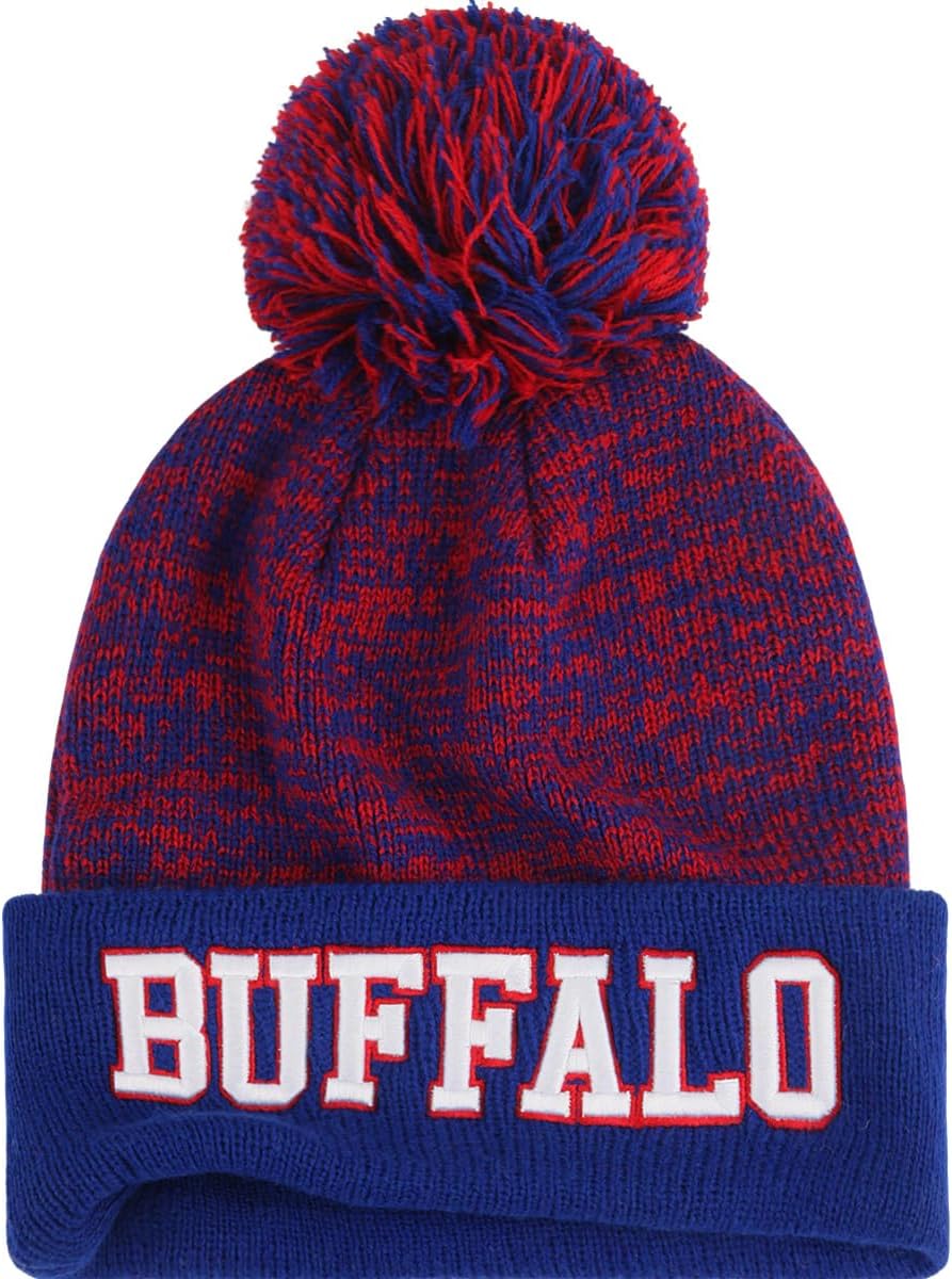 YANGUMGUAN Football Beanie Hat for Men and Women Super Soft Pompom Knit Cap Winter Skullcap Toque