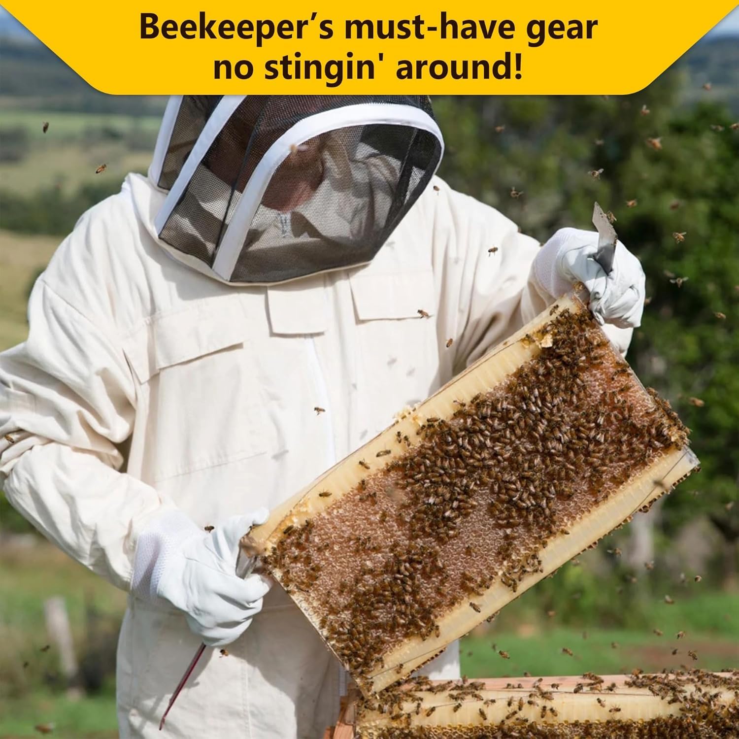 Combinaison d'apiculteur, Combinaison Apiculteur, Costume d'apiculture Professionnelle avec Gants Voile de Protection, Vareuse Apiculteur Tenue d'abeille pour Hommes et Femmes, XXL