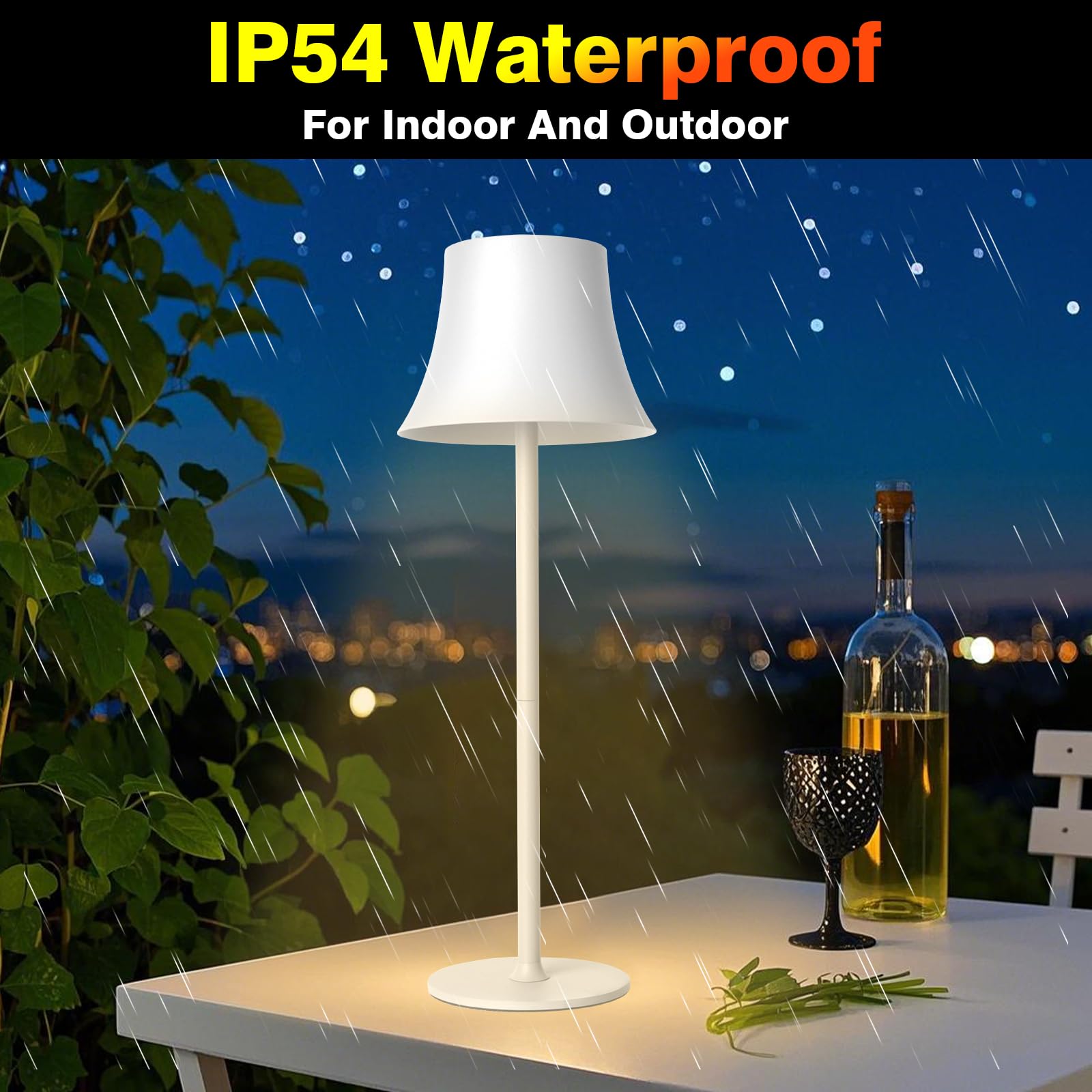 Lampada Da Tavolo LED Wireless Con Batteria 6000 MAh, Ricaricabile USB-C, IP54, Dimmerabile 5-100%, 3000K, Per Interni/esterni - 2