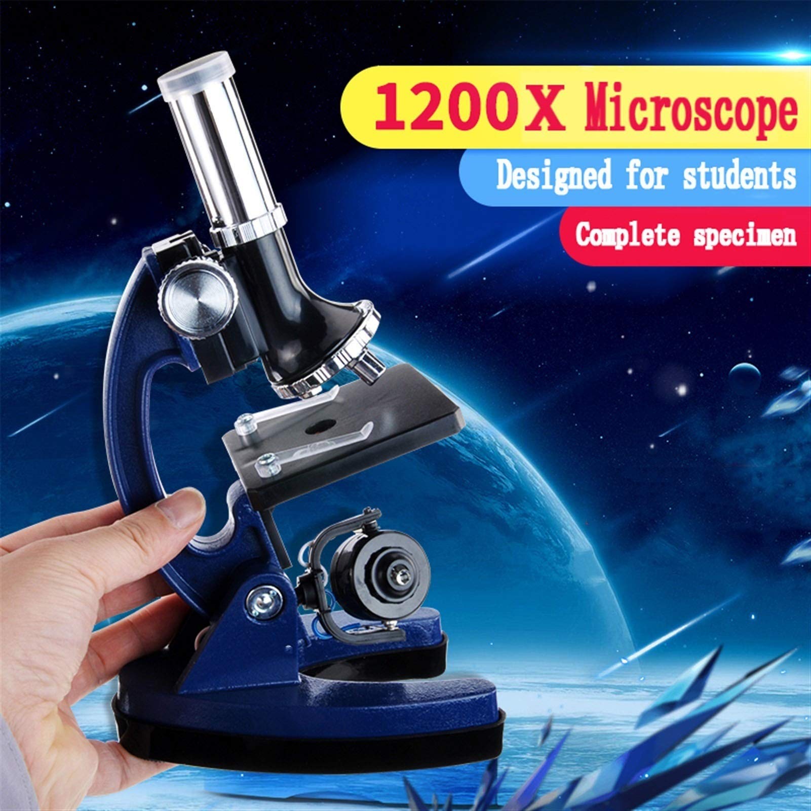 Zestaw Mikroskopu Studentów, Laboratorium Home School Science Edukacyjna Zabawka Prezent Rafinowany Biologiczny Mikroskop dla dzieci Dziecko(Blauw)